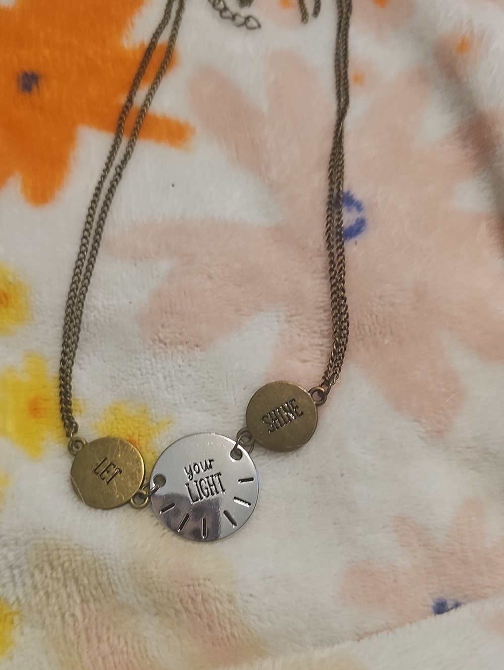 paparazzi mixed gold and silver inspirational disc necklace